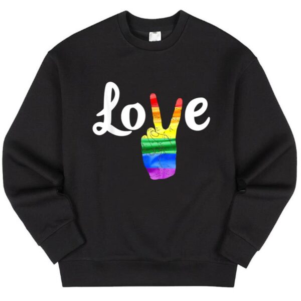 Starluxetee Love Peace Sign Rainbow Gay Pride Sweater