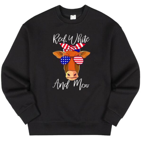 Starluxetee Red White And Moo Patriotic Cow Sweater
