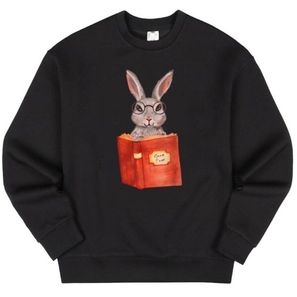 Starluxetee Studious Studying Bunny Book Sweater