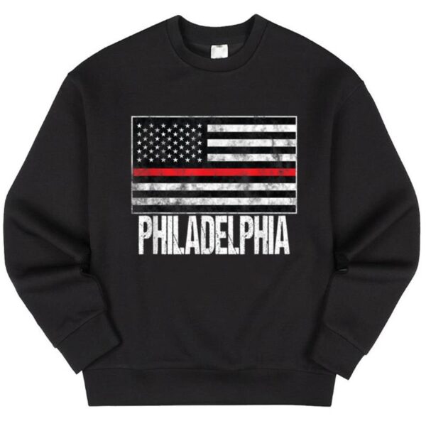 Starluxetee Thin Red LIne American Flag Philadelphia Firefighters Sweater