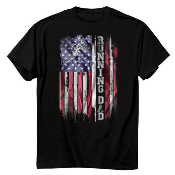 Starluxetee Vintage USA Flag Proud Running Dad T-Shirt